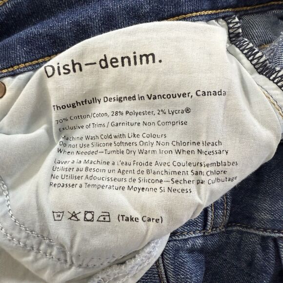 Dish Denim Jeans Women W30 L28 Blue Med Rise Skinny Medium Wash Stretch Zip - Picture 3 of 6